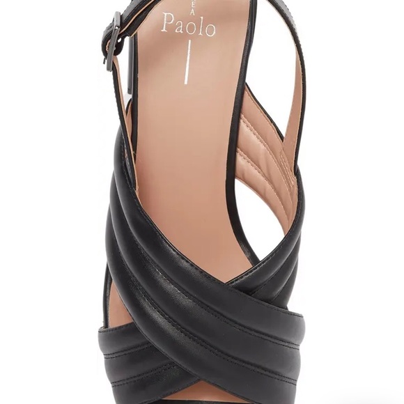 Linea Paolo Strappy black sandals heels Faux Leather Size 12 New - Picture 5 of 5